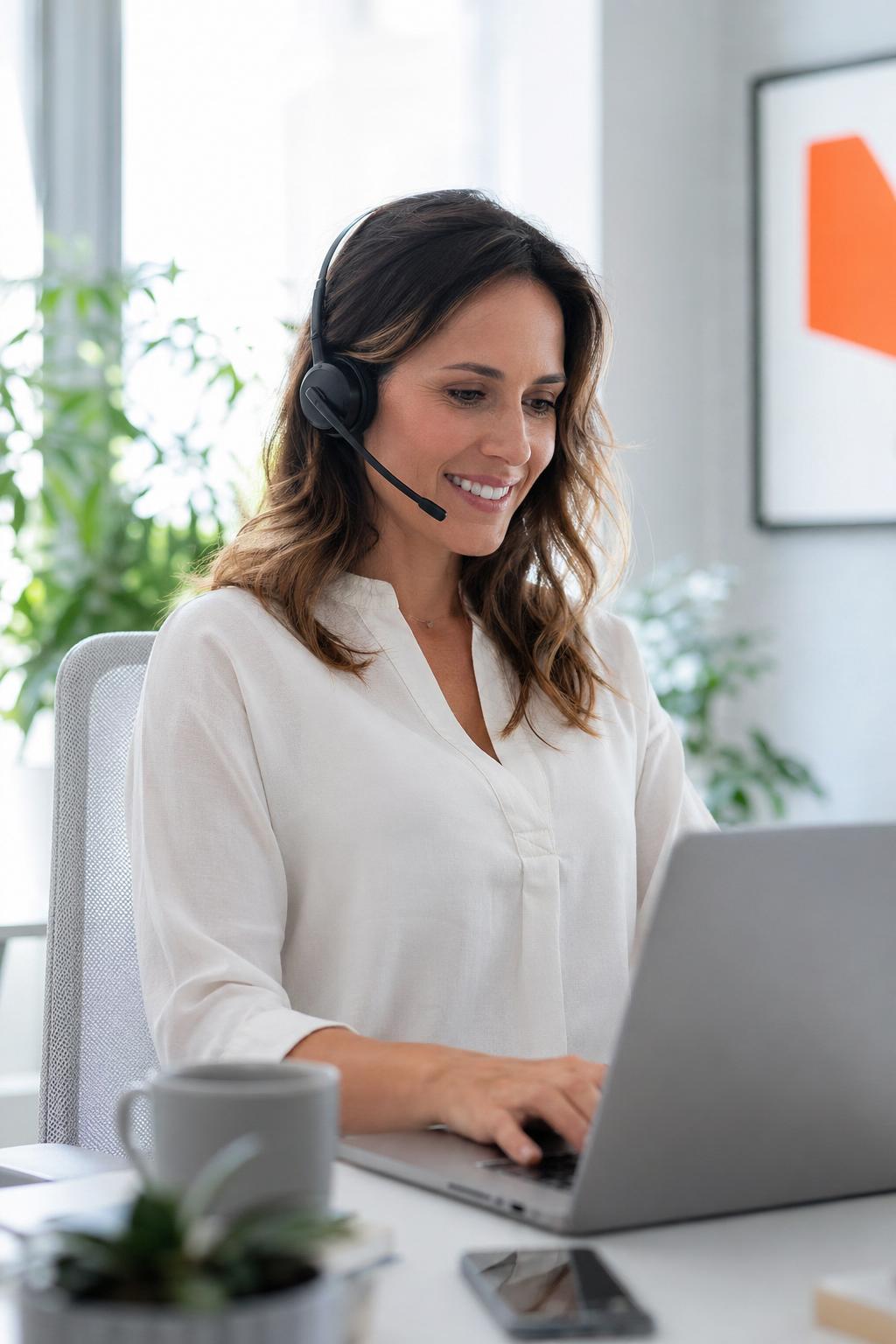 Specialist with headset reviewing options